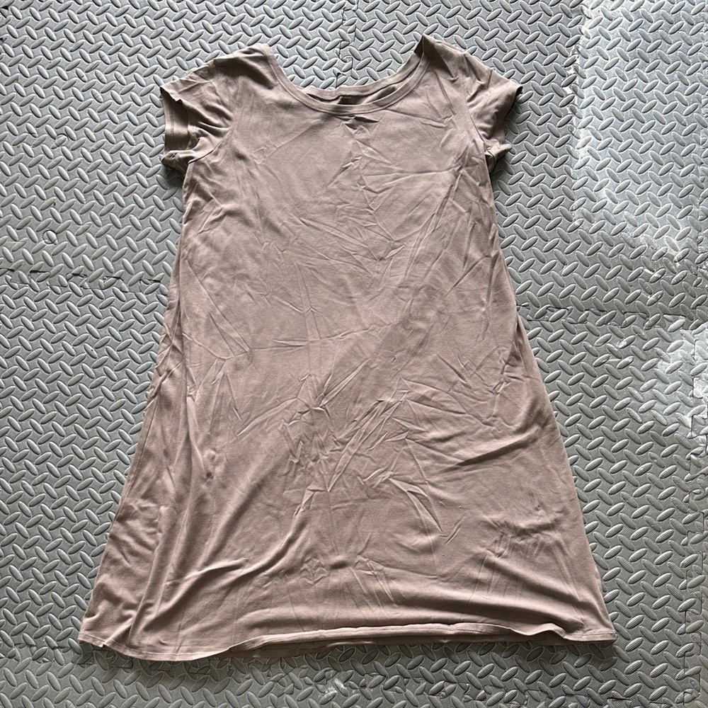 Eileen Fisher Taupe Short-Sleeve Mini Dress